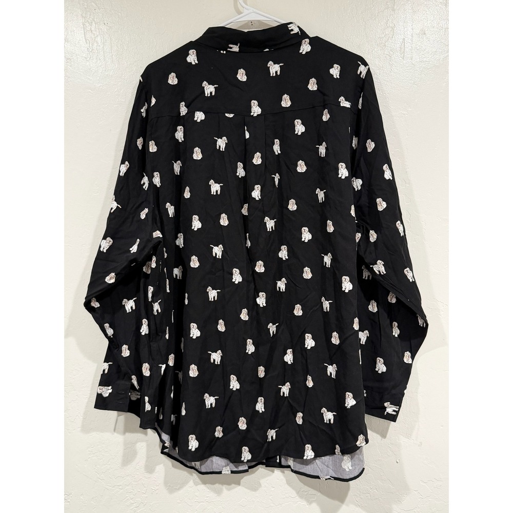 NWT Torrid Black Dog Print Women's Button Down Long Sleeve Blouse Shirt Size 3 - Picture 3 of 6